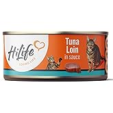 HiLife Adult Wet Cat Food Tins, Tuna Loin in Sauce, Complete Tinned Cat Food, 100% Natural & Grain Free (12 x 70g Cans)