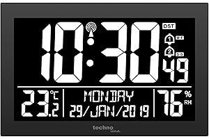 ‎TECHNOLINE Technoline WS 8017 Funkwanduhr/Tischuhr mit Temperatur, Luftfeutchtigkeit, Datum, Tag, 2 Alarmzeiten