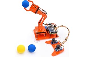 Adeept 5-DOF Robotic Arm Kit for Raspberry Pi 4 B 3 B+ B A+, Programmable DIY Coding STEM Educational 5 Axis Robot Arm with Python Code and Tutorials(PDF)(Orange)