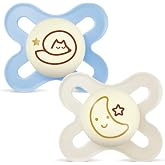 MAM Original Pacifier for Newborns 0-2 Months, Matte Blue, Night, 2 pcs | Glow in the Dark with Symmetrical, Flat and Flexibl
