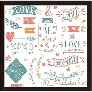ArtzFolio Valentine Love Artwork Tabletop Painting Dark Brown Frame 8.1 x 8 inch (21 x 20 cms)