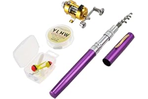 ‎LIXADA Lixada Mini Angel Reel Combo Kit, Pen Angelrute + Fishing Wheel + Angelschnur + Weiche Köder + Hooks