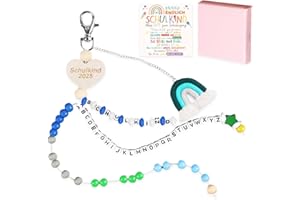 UICCVOKK Rechenkette Schultüte Füllung, Schultüte Mädchen, Schulanfang Jungen, Schulkind 2025 Glücksbringer Schulanfang Geschenke mit Grußkarte Geschenkbox