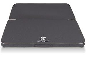 Knuffelwuff Faltbare Reisematte Orthopädisch Tacoma Hundematte aus Velours mit Handwebcharakter 120 x 100cm Anthrazit - abnehmbarer Bezug - waschbar - für große, mittelgroße und kleine Hunde