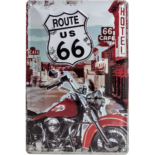 Nostalgic-Art 22164 US Highways Route 66 Lone Rider Blechschild, 20 x 30 cm