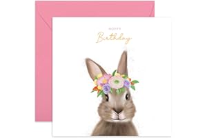 CENTRAL 23 Kartka urodzinowa z królikiem dla dziewcząt siostrzenica siostrzenica siostra najlepsza przyjaciółka - chmielne urodziny - urocze zwierzę kwiatowy królik - prezenty dla kobiet śmieszne - w zestawie z zabawnymi naklejkami - puste karty i koperta