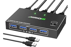 Switch KVM HDMI 2 PC 1 Monitor 4K@30Hz, MLEEDA HDMI Switch 2 PC Per Condividere 1 Monitor e 4 Dispositivi USB Come Tastiera, Mouse, Include 2 * Cavi USB A-B