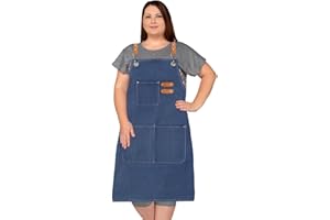 King Mills Plus Size Aprons For Men Women With Large Pockets, Cotton Canvas Cross Back Adjustable Apron, Also For Welding, Wood Working And Metal Working, And Can Be Carpenter or Pottery Apron. BLK