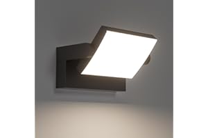 Klighten LED Applique da Parete Esterno Interno 24W IP65, Lampada Muro Regolabile Lampade da Parete Moderno in Alluminio per Corridoio Balconi Giardini, 1500 Lumen, Nero, Bianco Naturale 4000K