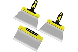 JNBGTU 3Pcs 8" Wallpaper Scraper, Flexible Wallpaper Steamer, Stainless Steel Scraper Tool Kit for Removing Wallpaper Paint, Filling Putty, Repairing Drywall, Plaster, DIY Projects