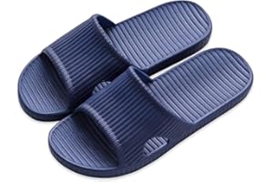 AIOTIO APIKA Women and Men Anti-Slip Slip-on Slippers Indoor Use Outdoor Use Bath Sandal Soft Foam Sole Pool Shoes House Home Slide, BlueNavy Blue, 6/7 UK