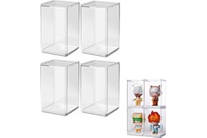 Dasellfa Vitrine Schaukasten Plexiglas Box, Acryl Vitrine, Sammlervitrine mit Tür, Für Minifiguren, Figuren Vitrine Kleine, Action Figuren Spielzeug, Modellautos, Sammelfiguren (7.9×7.9×12.9cm×4)