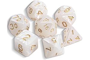 QMAY DND Dice Polyhedral Dice Set - 7 Pieces for Dungeon and Dragons MTG RPG D&D D20, D12, D10, D%, D8, D6, D4 (Ivory White)