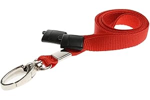 Red Lanyard for Neck to be use with ID Card Holders from PCL Media Ltd ID Badge Holders and ID Plastic Pockets Neck Strap Lanyard Comes with Metal Lobster Clip and Safety Breakaway