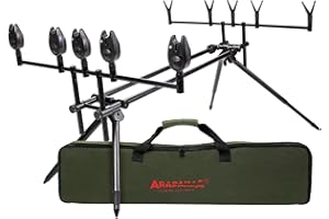 Arapaima Fishing Equipment® Trépied de Canne à pêche 'Riverbank' Set pour 5 Cannes | Support de Canne avec Sac, alarmes de Morsure, têtes de Support