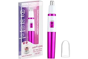AREYZIN Recortadora de pelo de orejas y nariz para mujer, recortadora de nariz profesional, sin dolor, recortadora de cejas y facial, funciona con pilas, cuchillas de doble borde impermeables para
