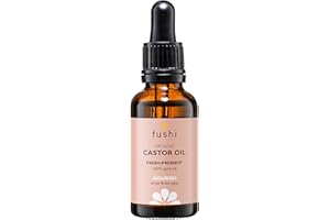 Fushi Organic Castor Oil – 30 ml 100% Pure Cold & Fresh-Pressed For Dry Skin & Hair Growth, Eyelashes & Eyebrs, Hexane Free Food-grade for inner Health Sustainably Sourced