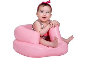 Matissa Sit Me Up Baby Seat Inflatable Baby Chair Sit Me Up Support Seat for 3 Months Inflatable Blow Up Chair Style Sofa Ring (Pink)