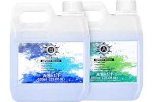 Shiiyyu 1400ml Resine Epoxy Transparente,Resine Epóxy,1: 1 Ratio Résine Époxy Non Toxique pour Moulage et Revêtement, Fabrication de Bijoux et Décoration Artisanale, Tables de rivière (1300ml)