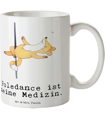 Mr. & Mrs. Panda Teetasse Mit Poledance-Fuchs — Witziges Geschenk Für Sport-Fans