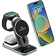 Amkette PowerPro Air 900 23W 3-in-1 MagSafe Wireless Charger for iPhone16, 16Plus, 16Pro, 16ProMax, 15, 14, 13, 12 Series | Airpods 4th, 3rd, 2nd gen/Pro, Pro2 | Apple Watch 10/9/8/7/6/5/4/ SE/Ultra