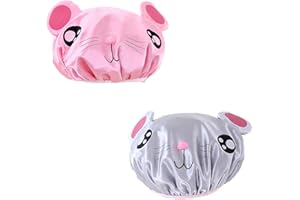 SUNBEAUTIFUL Cuffia Da Doccia Impermeabile Figli Cuffie Da Doccia Riutilizzabile Traspirante Cuffie Doccia Dei Cartoni Animati Figli Cappelli Da Bagno Lavabili per Ragazze Donne Bambini Capelli Lunghi Doccia Spa