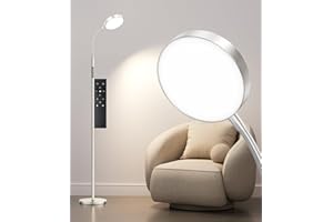 ‎EHAHO Ehaho LED Stehlampe Silber | 12W Stehlampe | Dimmbar Stehleuchte | Warmweiss Neutralweiss Kaltweiss | Stehlampe mit Fernbedienung | Stehlampe Leselampe für Wohnzimmer Schlafzimmer Büro