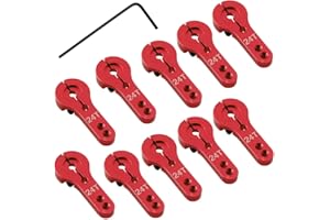 Hobbypark RC 24T Servo Horn Arms Metal Aluminum Dual Clamping for Hitec Servo Motor (10-Pack) (Red)