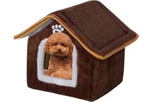 Galatée Casa para Perros, Cueva para Gatos Cálida y Acogedora para Interiores, Lindo Gato Perro De Peluche Lavable Igloo, Cómoda Casa para Mascotas para Cachorros, Gatitos y Conejos(XL, Marrón)