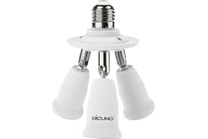 DiCUNO 3 en 1 E27 Socket adaptateur répartiteur, E27 Ampoules LED Standard, support de convertisseur, Lustre Douille avec 360 degrés réglable à 180 °