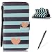 Produktbild Feeltech Samsung Galaxy J5/J5 2015 Hülle,Samsung Galaxy J5/J5 2015 Magnet Leder Wallet Cover,Elegant Soft PU Kartenfach Extra Dünn Tasche Bunte Relife-Muster [Stand Funktion] Karte Halterung Klapp hülle Flip Book Design Case Flexible TPU Ultra Slim Inner Bumper Tasche mit Landyard [Free Stylus] für Samsung Galaxy J5/J5 2015 - Streifen Herz