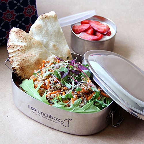 ECOlunchbox Oval, 2-teilige Brotdose aus Edelstahl mit separater, auslaufsicherer Runddose | Lunchbox | Bento Box - 6