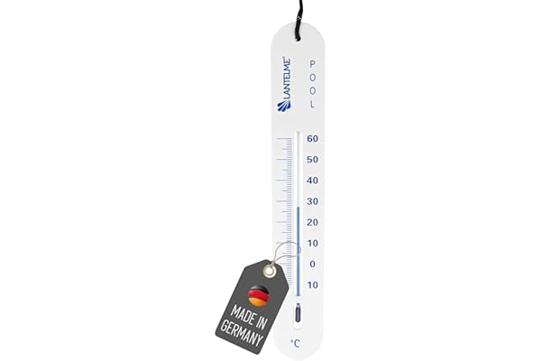 Lantelme Thermomètre de piscine pour surveiller la température de l'eau de la piscine, de l'étang ou du bain à remous avec cordon de 90 cm Thermomètre de piscine analogique auto-enfonçant