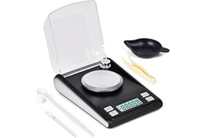 Muaket Feinwaage 50 x 0,001g, Milligramm Waage mit LCD Display, hochpräzise Electronische Digitalwaage, Schmuckwaage mit 20g Kalibriergewichten, Taschenwaage, Laborwaage, Briefwaage, MG Waage