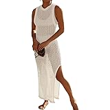 Bsubseach Crochet Cover ups per Costumi da Bagno Donne Hollow out Costume da Bagno Coverup Backless Bikini Beach Dress