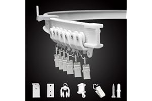 TOKPLNU Ceiling Curtain Track, Flexible Bendable Curtain Track 3Meters Ceiling Track for Curtains Curved Curtain Rail Track Wall Mount System for Room Divider Bay Window