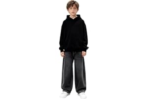 YUEYUE Baggy Jeans Jungs Kinder Loose Fit Jogginghose Jungen Elastische Taille Straight Jeanshose Denim Hosen Vintage Lässige Weitem Bein Cargo Hosen Teenager Streetwear