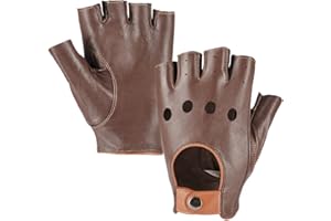 MGGMOKAY Uomo Guanti Guida Mezze Dita in pelle di montone