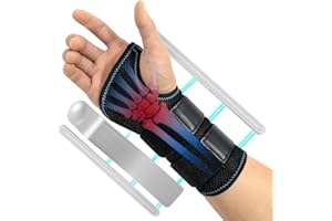 AOGOE Orteza na nadgarstek, regulowana opaska na nadgarstek z 3 metalowymi wypustkami, osłona nadgarstka, opaska na nadgarstek do nadgarstka, opaska na nadgarstek do pomocy cieśni nadgarstka oraz