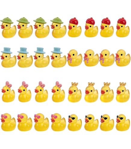 QINGYIWL 204 Pieces Mini Canards en Résine, 12 Couleurs Canards Miniatures, Petit Canard a Cacher pour Bricolage, Aquariums, Maisons De Poupées et Paysage de Jardin