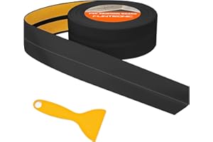 Flintronic Joint Salle de Bain, 5m*38mm (19+19mm) Bande Etancheite Autocollante, Ruban D'étanchéité Auto-Adhésif en PVC pour Baignoire, Salle de Bain, Cuisine, Anti-moisissure, Calfeutrage(Noir)