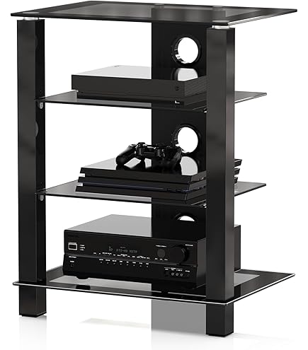 HiFi Rack Aus Holz & Stahl - 1-4 Stufiger AV-Medienständer Für Wohnzimmer