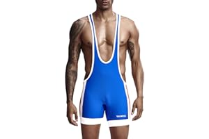 winying Combinaison Homme Short Sport Lutte Singlet Body Sans Manche Maillot de Corps Gym Tenue Lutte Combishort Sport Boxer Fitness
