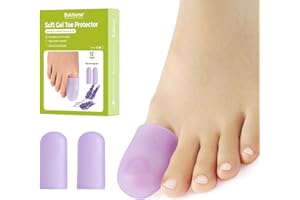 ‎BUKIHOME Bukihome Silikon-Zehenschutz Großer Zeh – 12er-Pack Gel-Zehenhüllen Zehenprotektoren – Zehenkappen Zehenpolster zur Schmerzlinderung, Zehenpflaster bei Hühneraugen, Hornhaut (Lavender, Large)