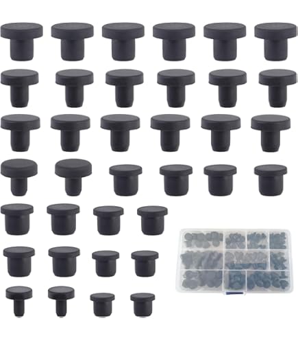 CLKE 40 Stück Gummistopfen Set - 5 Größen 4-13,5mm Silikon Schwarz