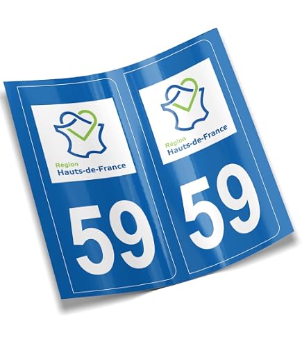 Autocollants Département 59 Flandres - Lot De 2 Stickers Plaques Immatriculation | 45x100mm