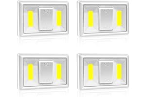 ‎BEILAN BeiLan 4x LED Strahler mit Schalter, Leuchte mit Batterie zur Montage mit Magnet und Klettband 220LM (Weiss)