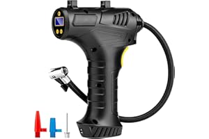 Adfuaer Cordless Tyre Inflator Air Compressor, Battery Powered Car Tire Pump, Portable Handheld Air Pump Digital Pressure Gauge for Cars Motorcycles, Black
