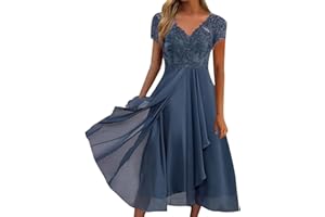 GENERISCH Damen Sommerkleid - Abendkleider Lang Kleid Elegant Chiffon Spitze Swing Cocktailkleid LäSsig Festliche Kleider FüR Frauen FüR Hochzeitsgast Brautjungfernkleider Partykleid