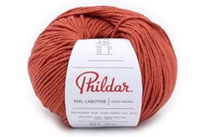 Phildar - Pelote de Laine Phil CABOTINE - Laine à Tricoter - 45% Coton,55% Acrylique - Aiguille n°3.5 - Couleur Terracotta